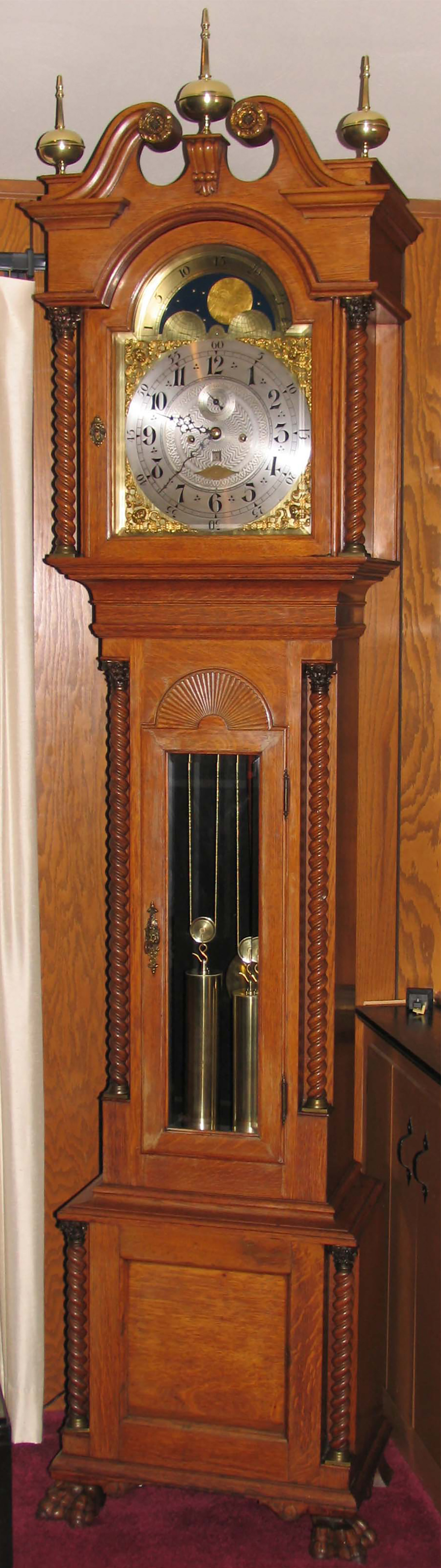 Walter Durfee Oak Tall Case Clock