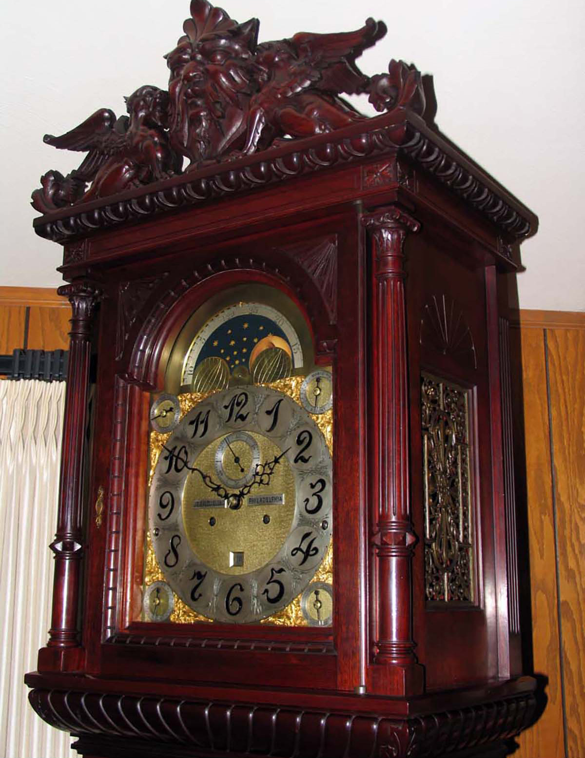 J. E. Caldwell 15 Bell, 18 Hammer, 5 Gong, Musical Grandfather Clock