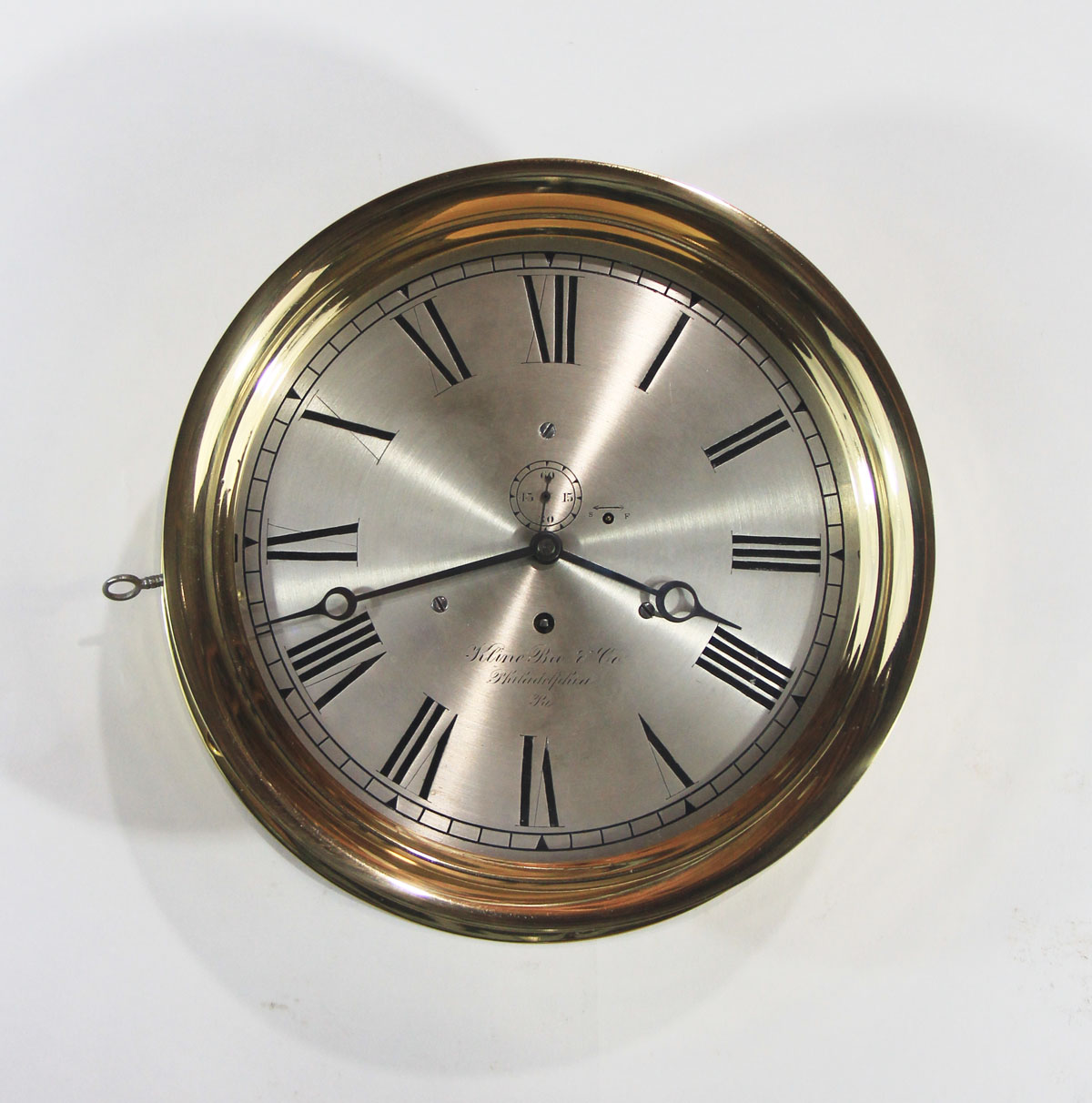 Harvard Clock Co. 9 inch Marine Clock for Kline Bro & Co.