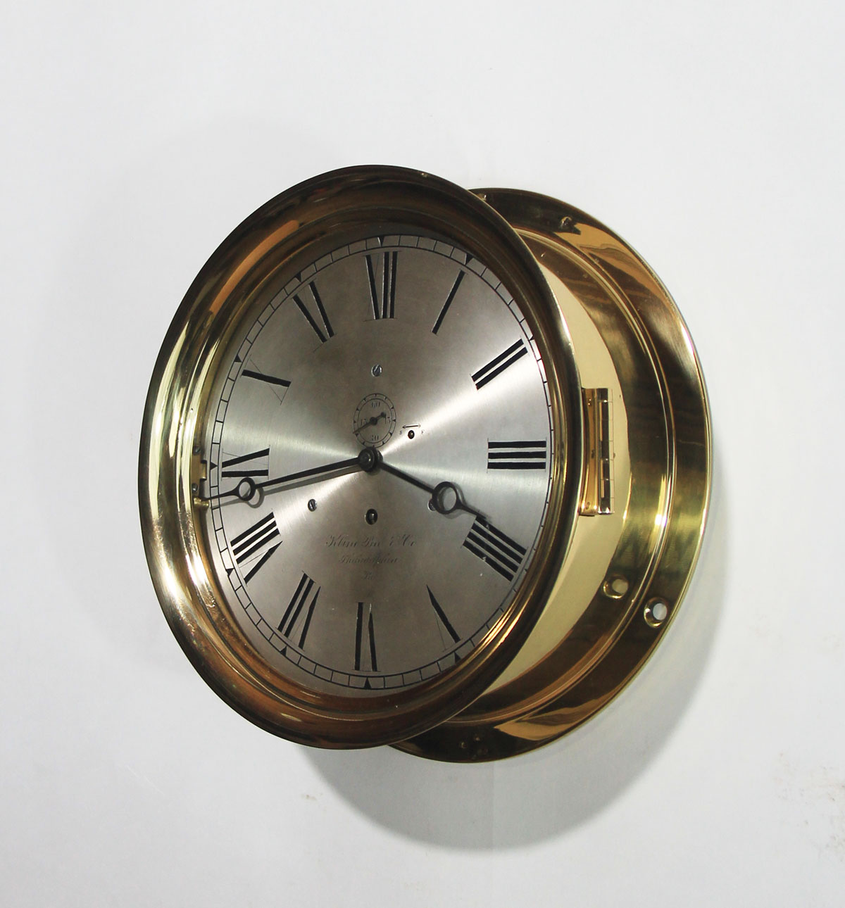 Harvard Clock Co. 9 inch Marine Clock for Kline Bro & Co.