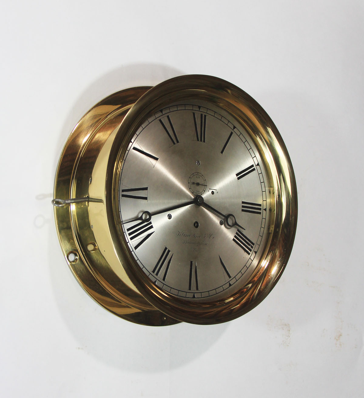 Harvard Clock Co. 9 inch Marine Clock for Kline Bro & Co.