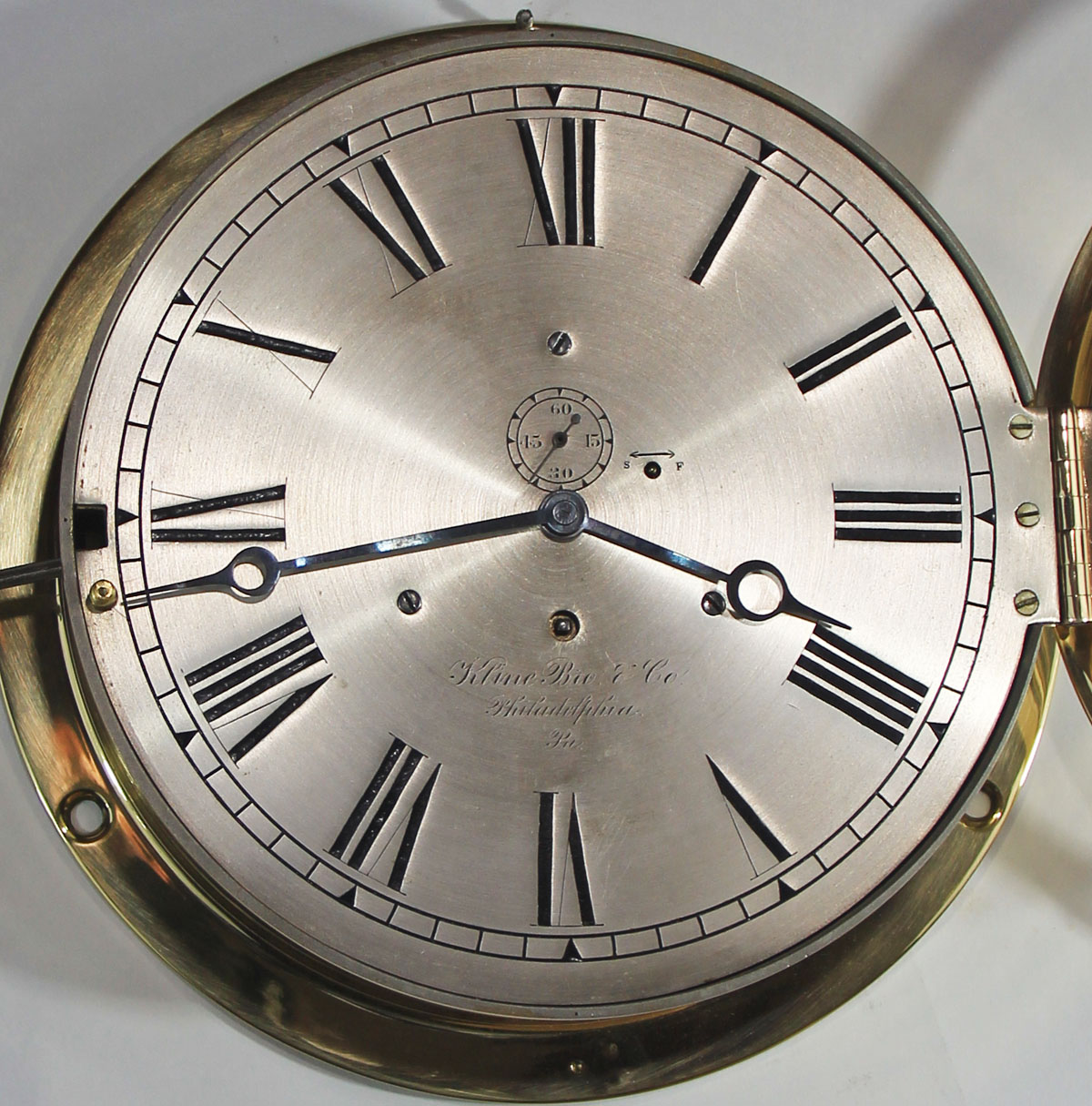 Harvard Clock Co. 9 inch Marine Clock for Kline Bro & Co.