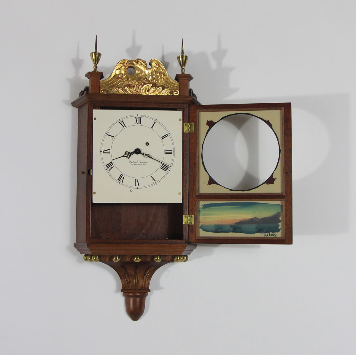 Foster Campos Miniature Wall Pillar & Scroll Clock