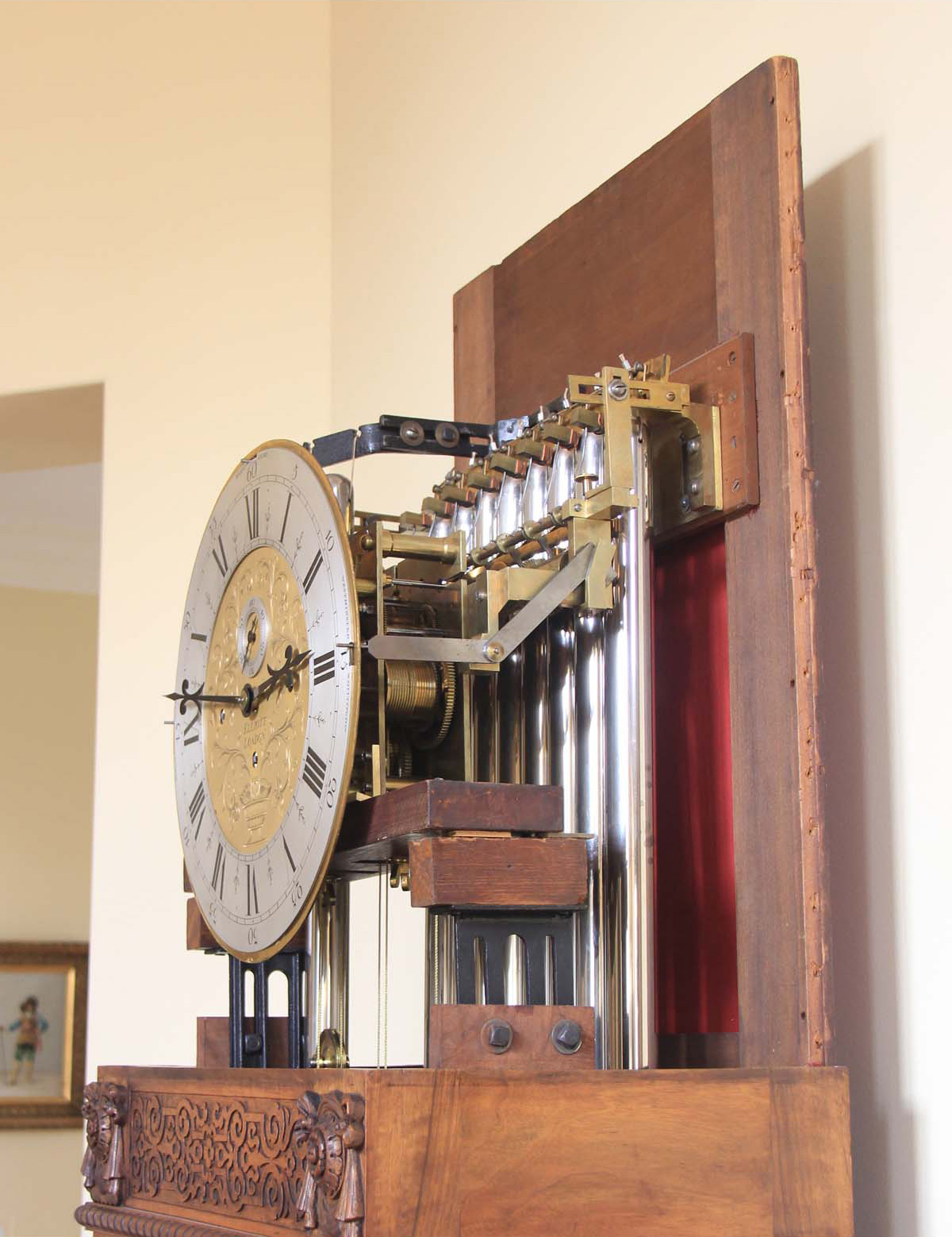 Elliott, London Superbly Carved 9 Tube Grandfather Clock