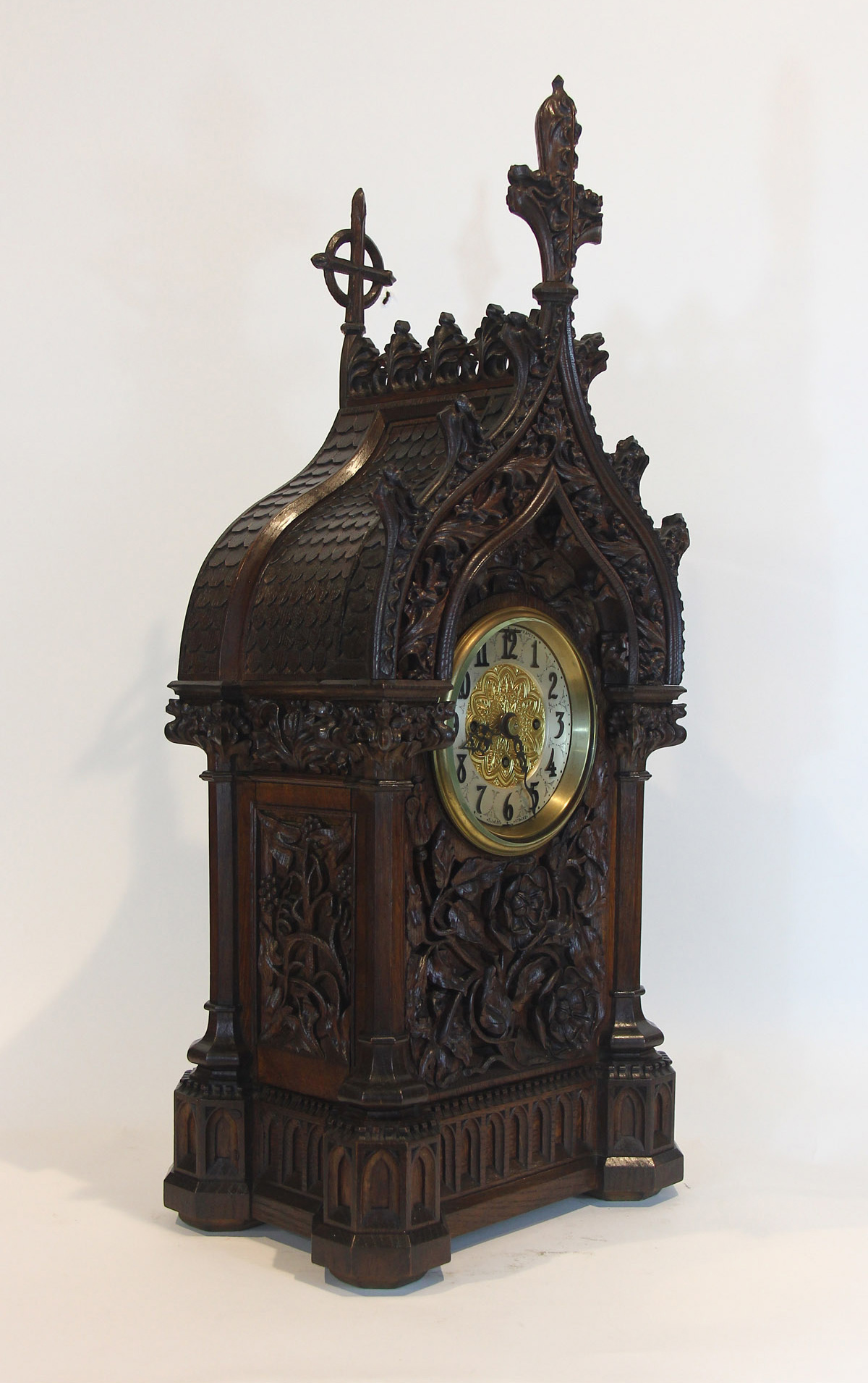 Superbly Carved 8 Bell Gothic Triple Fusee Bracket Clock