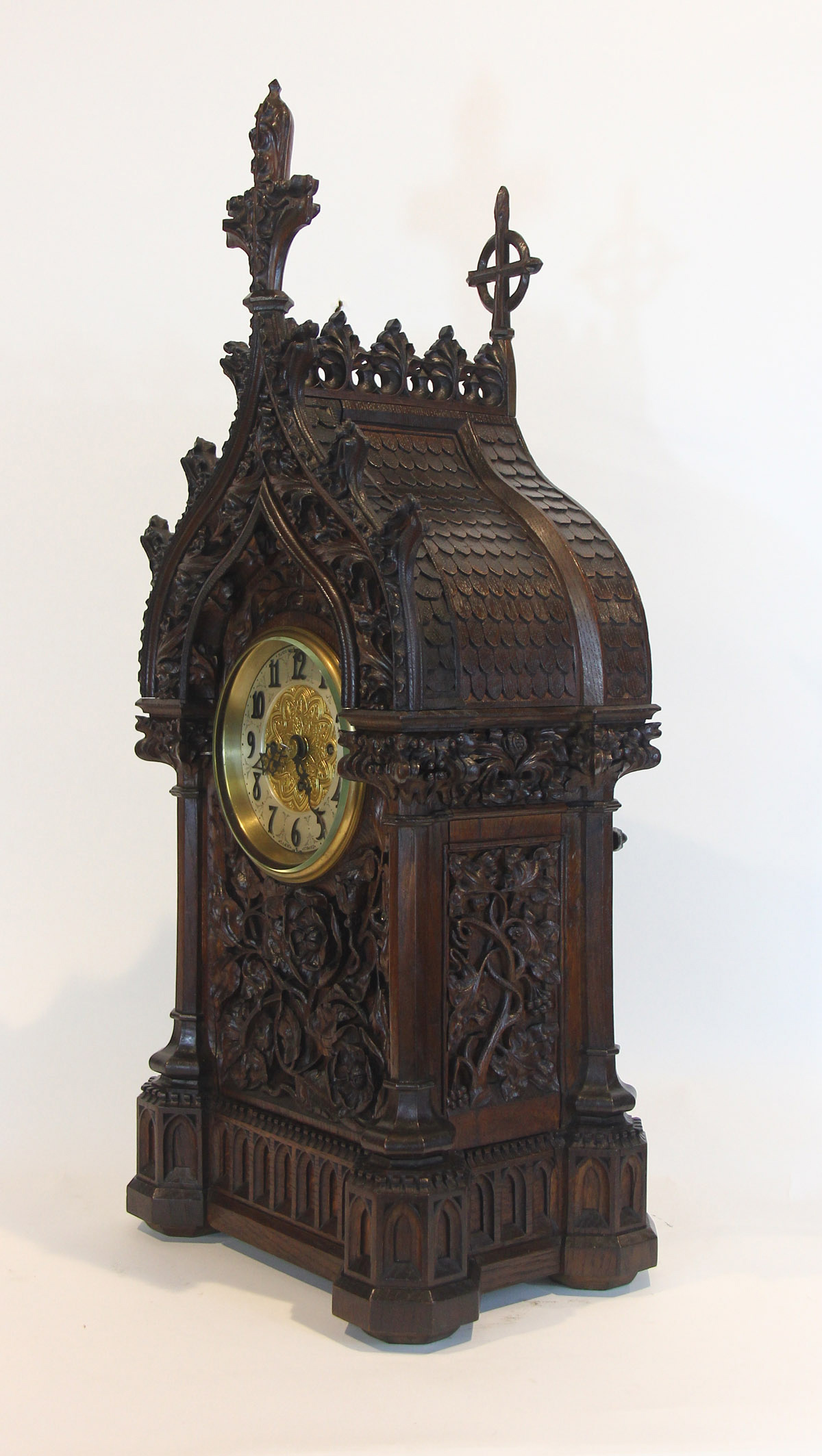 Superbly Carved 8 Bell Gothic Triple Fusee Bracket Clock