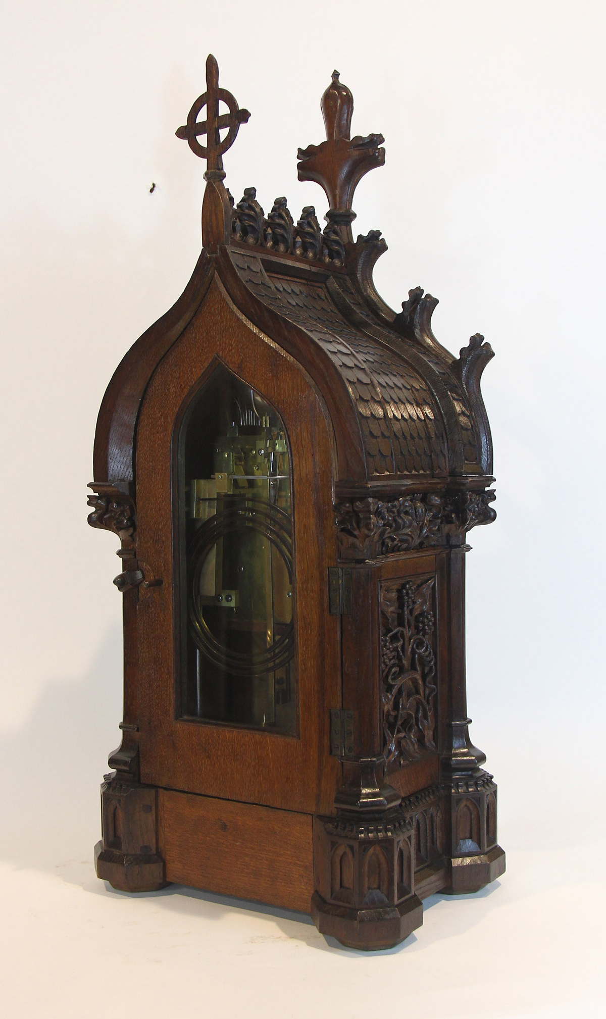 Superbly Carved 8 Bell Gothic Triple Fusee Bracket Clock