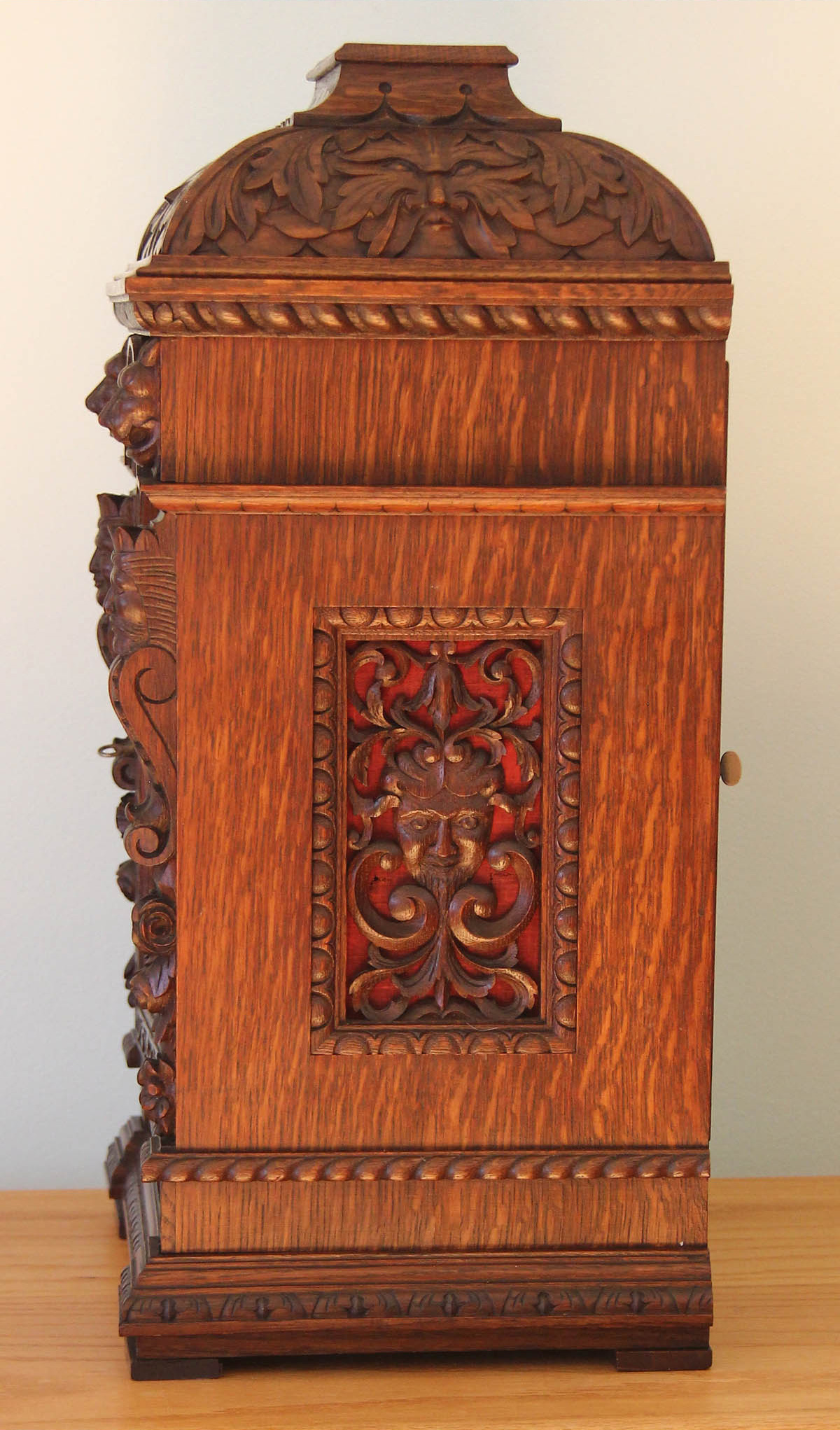 German Carved Oak Triple Fusee Bracket Clock 9 Gongs