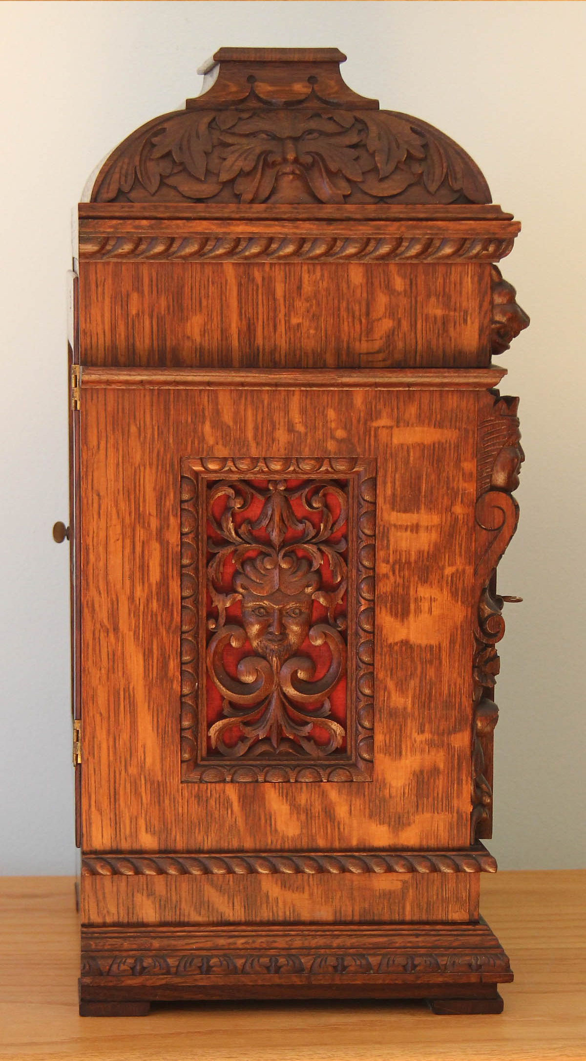 German Carved Oak Triple Fusee Bracket Clock 9 Gongs