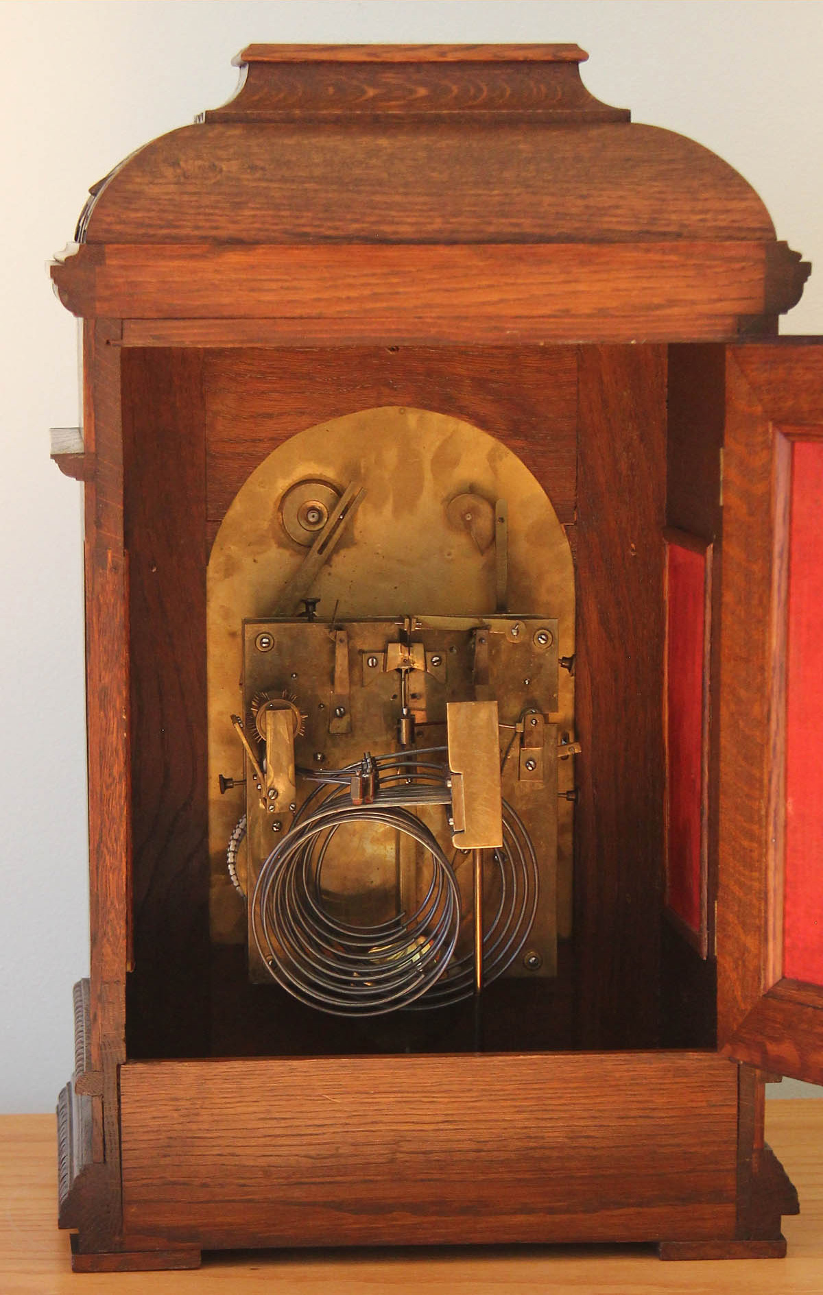German Carved Oak Triple Fusee Bracket Clock 9 Gongs