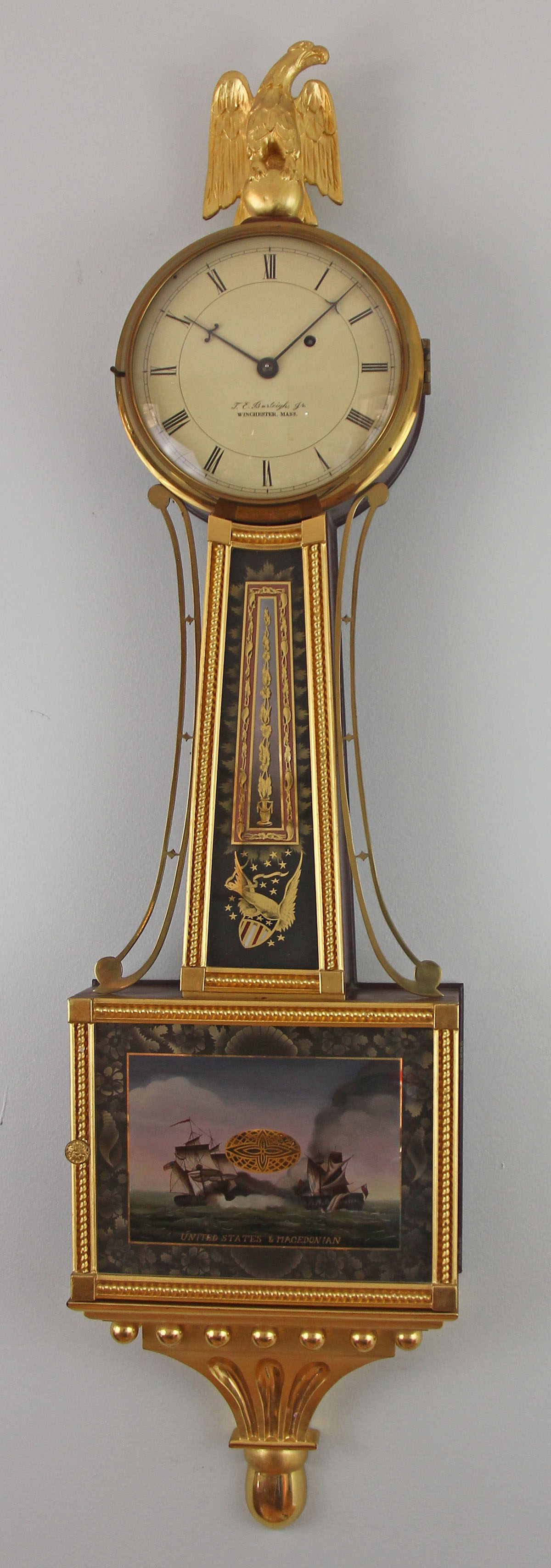 Ted Burleigh Gold Front Presentation Banjo Clock