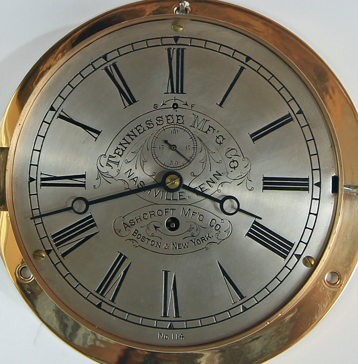 E. Howard 8 1/2 inch Marine Clock for Tennessee Mfg. Co.