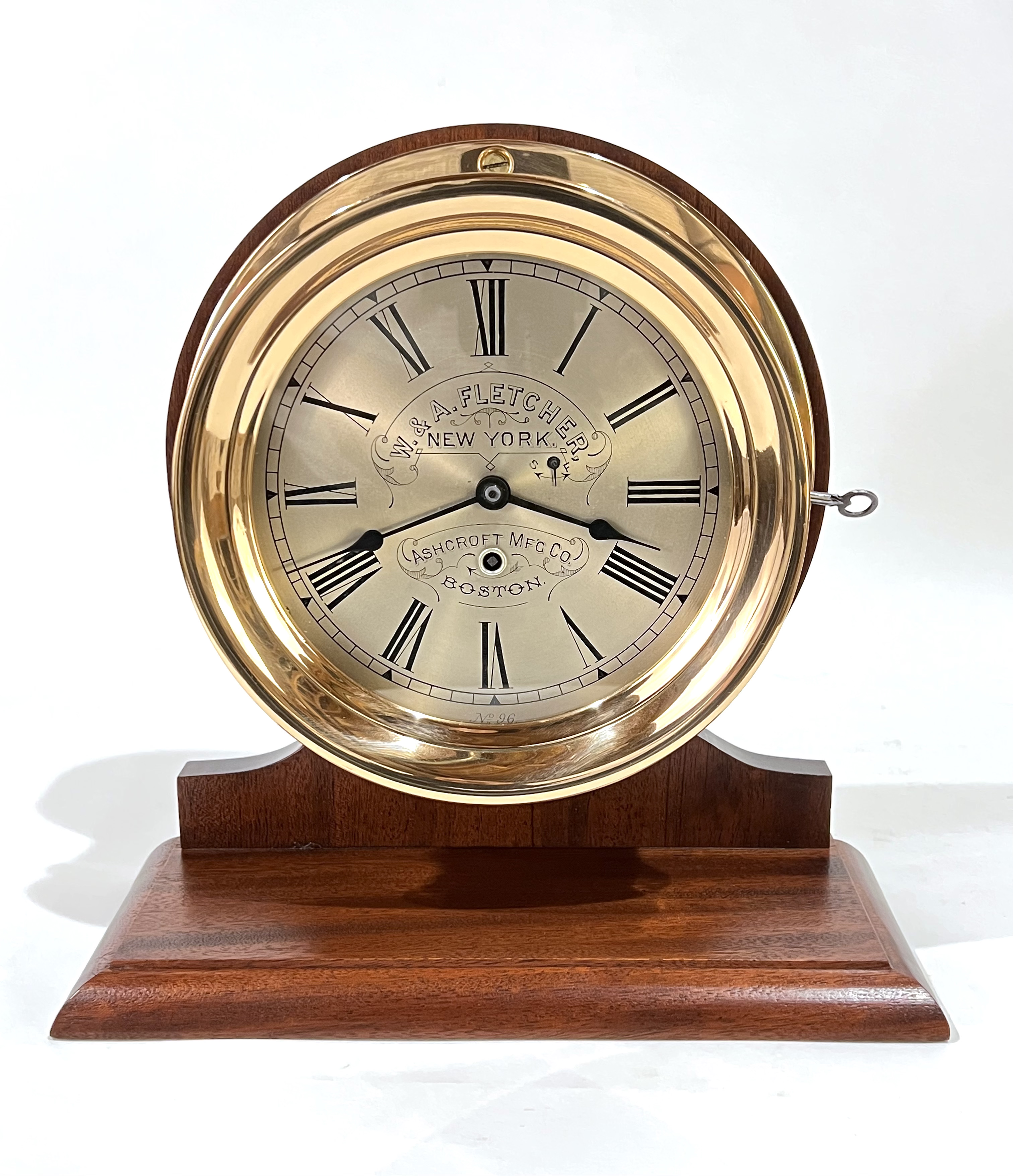 Harvard Clock Co. 7 3/8 inch Marine Clock for Ashcroft Mfg. Co.