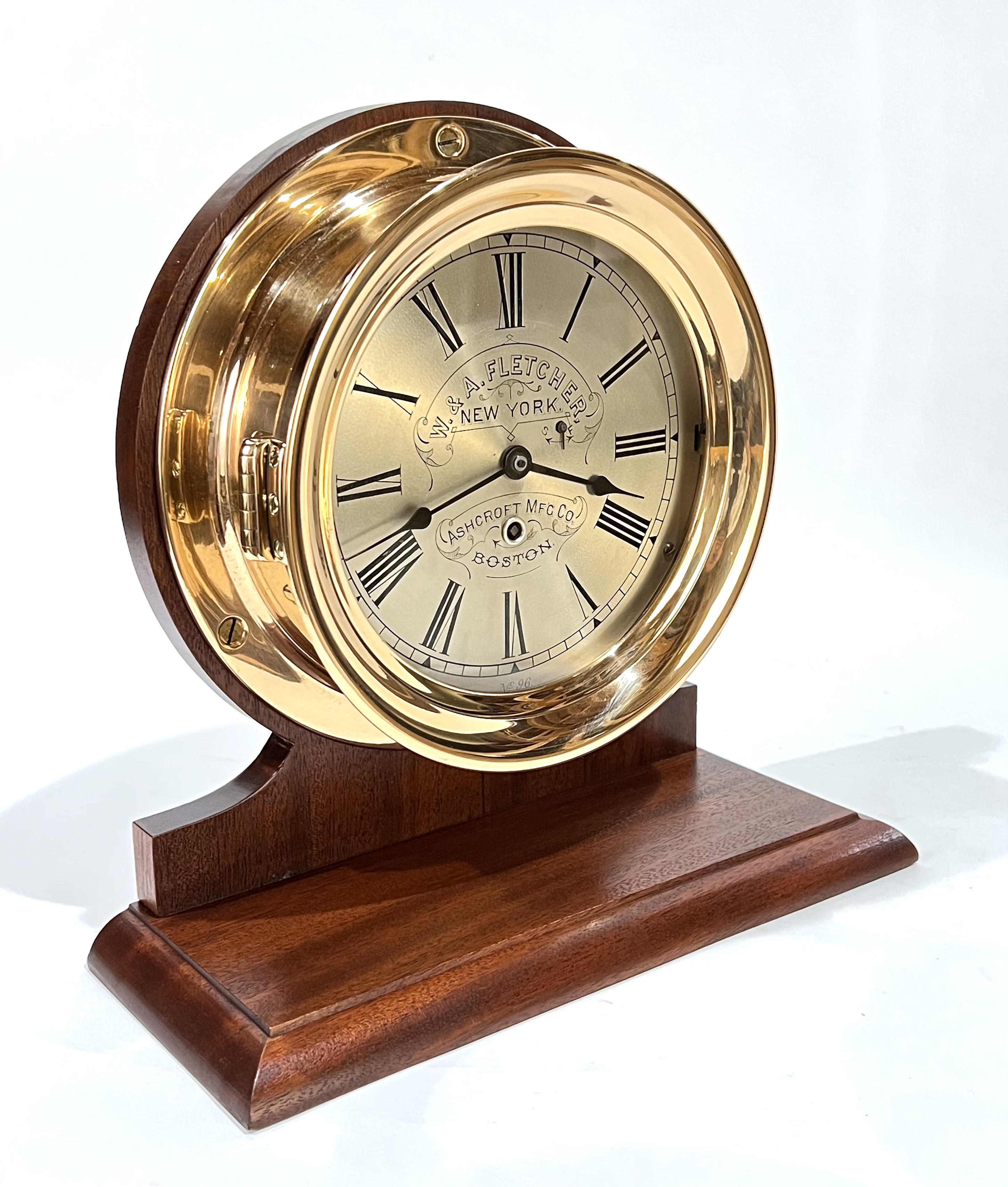 Harvard Clock Co. 7 3/8 inch Marine Clock for Ashcroft Mfg. Co.