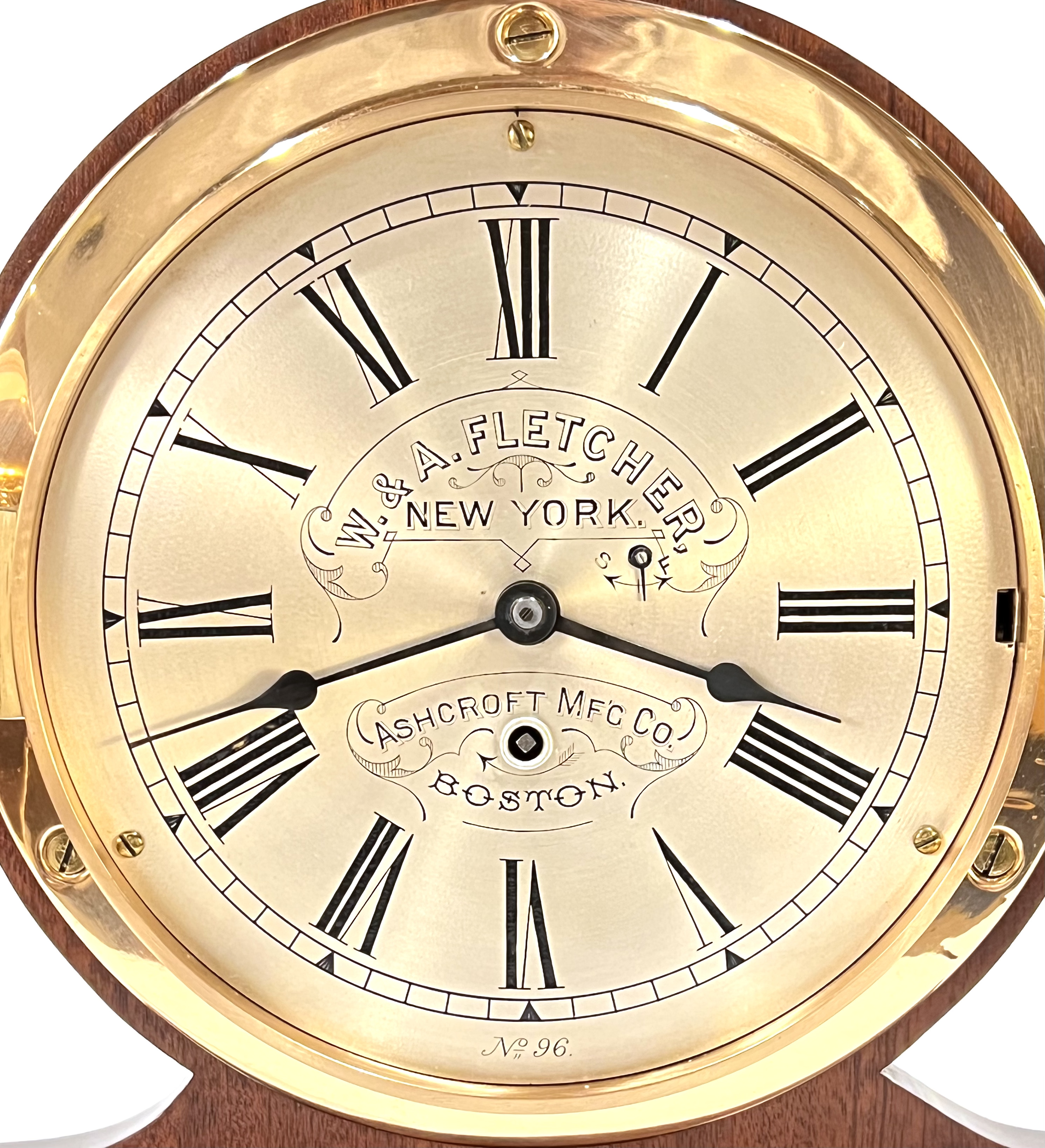 Harvard Clock Co. 7 3/8 inch Marine Clock for Ashcroft Mfg. Co.