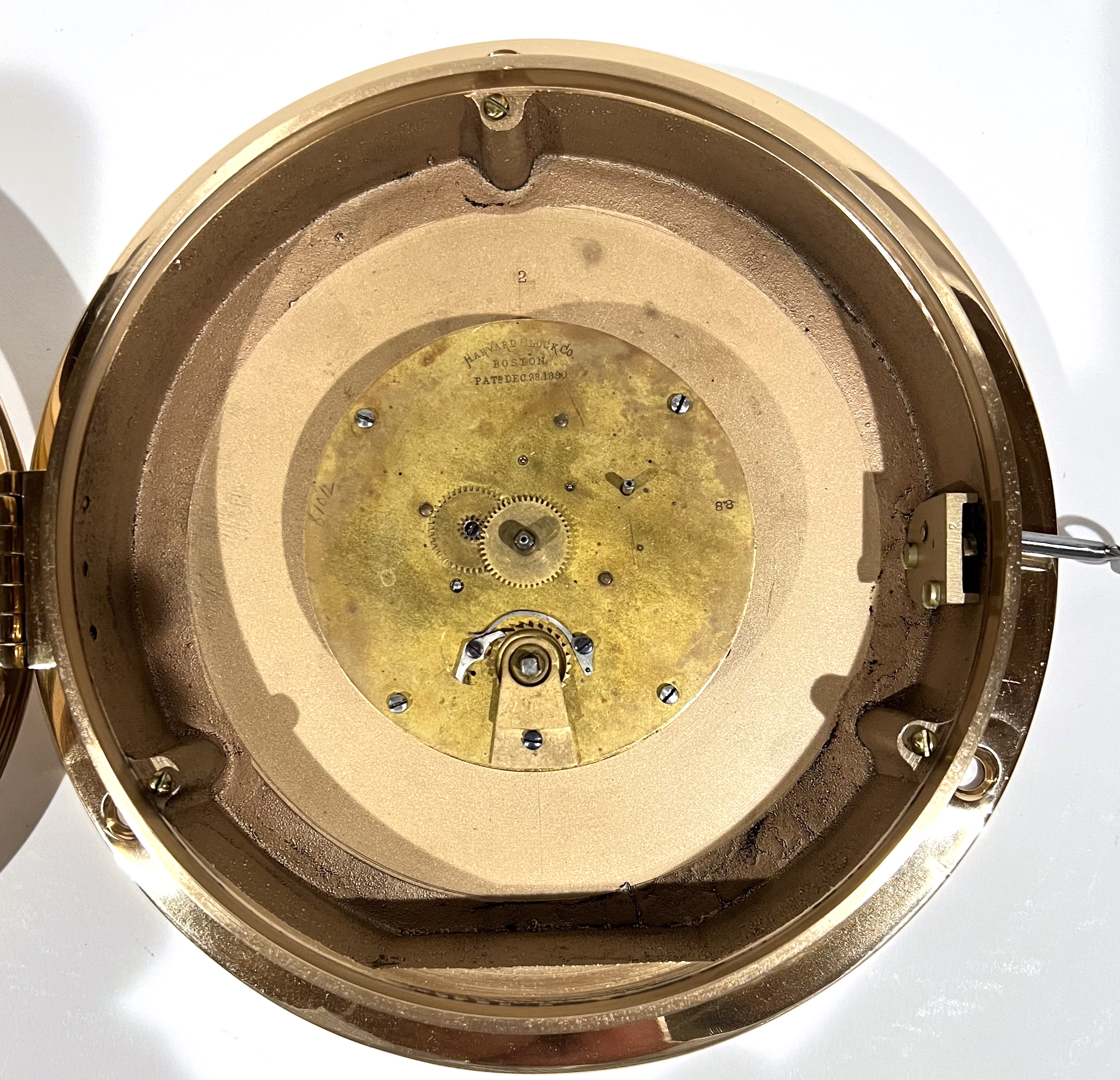 Harvard Clock Co. 7 3/8 inch Marine Clock for Ashcroft Mfg. Co.
