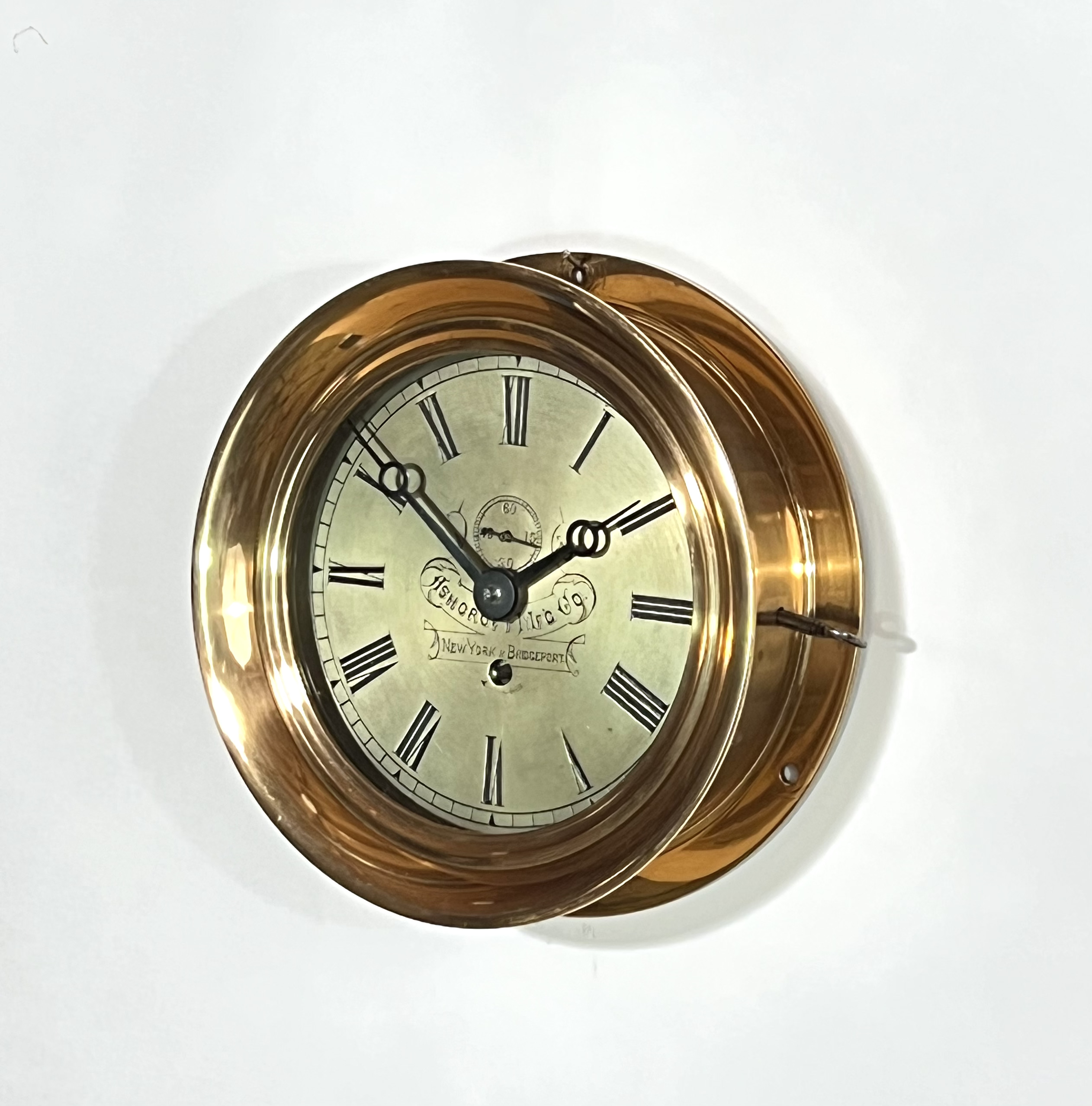 Eastman Clock Co. 6 3/4 inch Marine Clock for Ashcroft Mfg. Co.