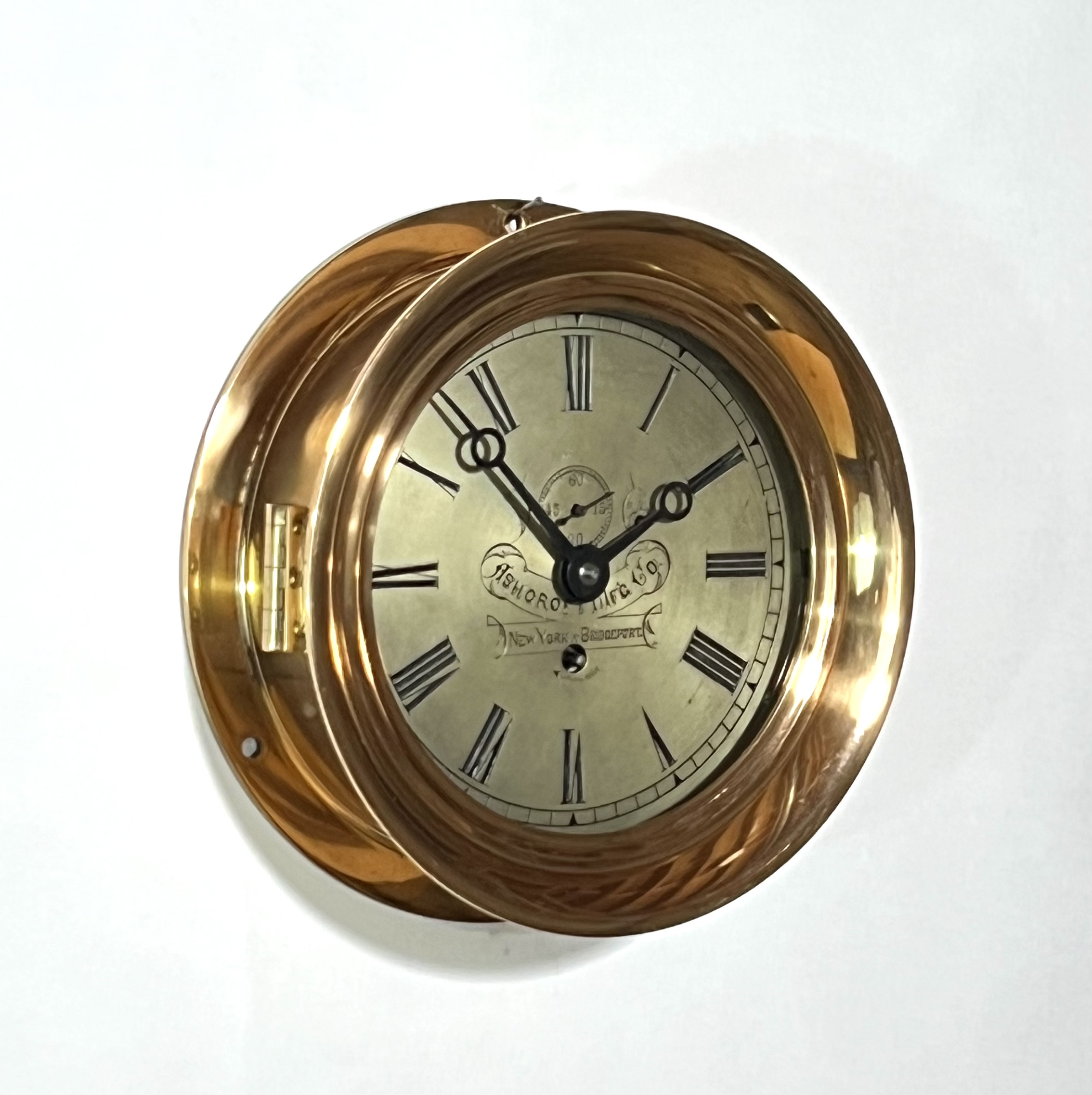 Eastman Clock Co. 6 3/4 inch Marine Clock for Ashcroft Mfg. Co.