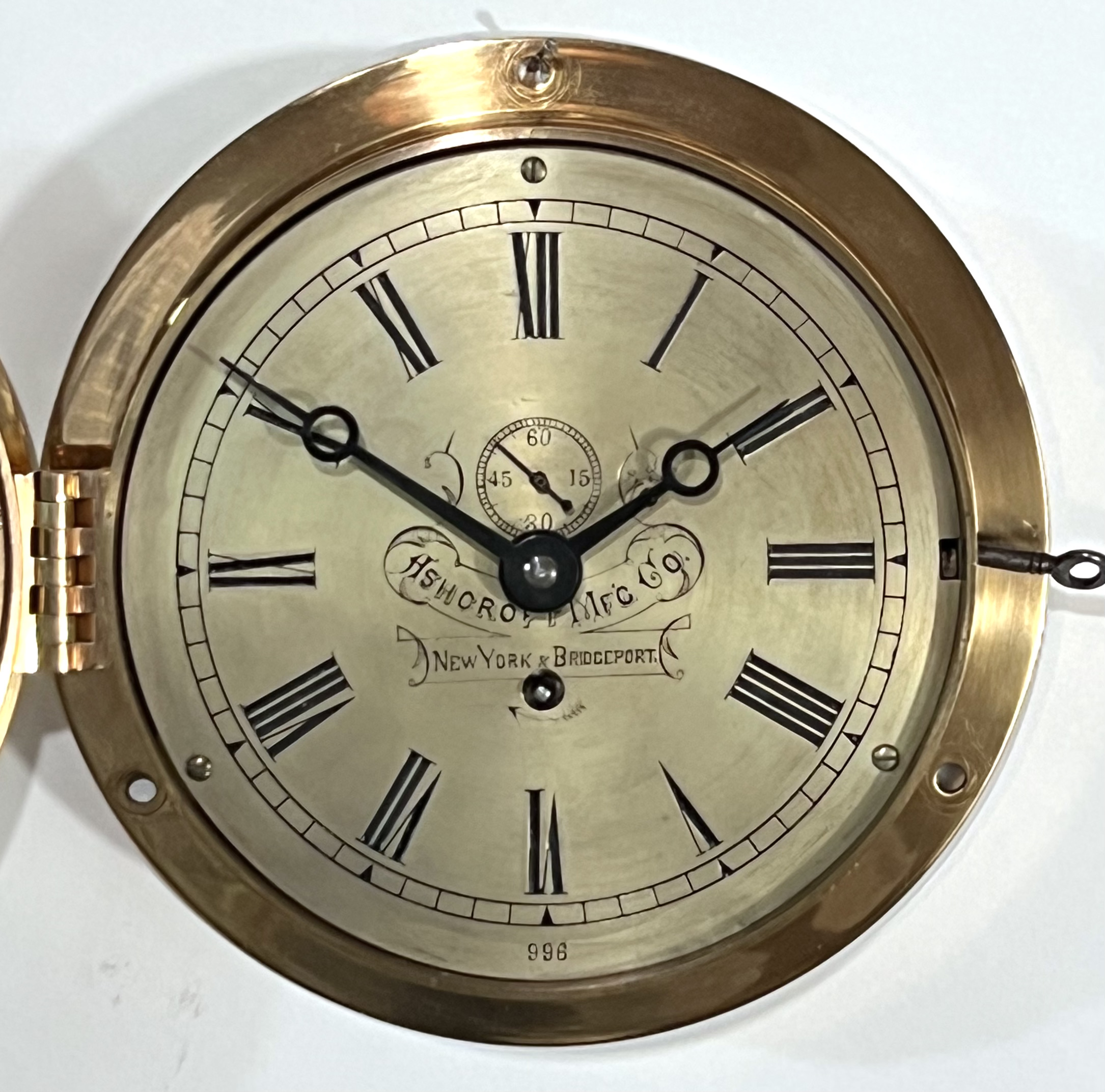 Eastman Clock Co. 6 3/4 inch Marine Clock for Ashcroft Mfg. Co.
