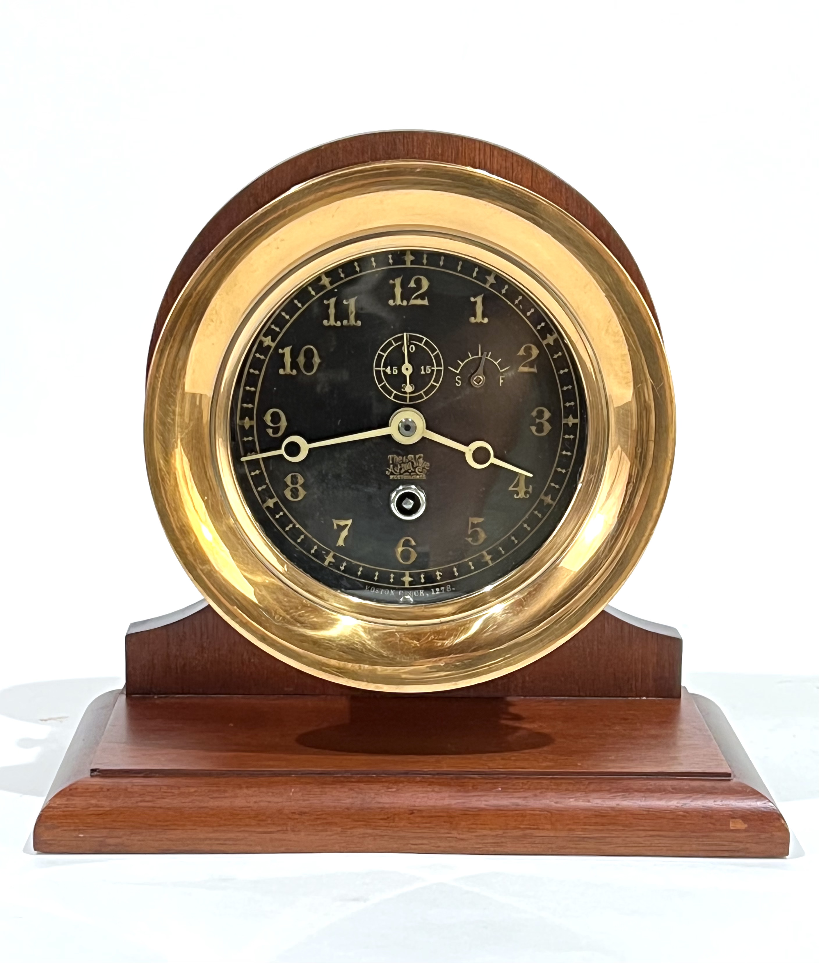 Chelsea Clock Co. 5 inch Black Dial Marine Clock for Ashton Valve Co.
