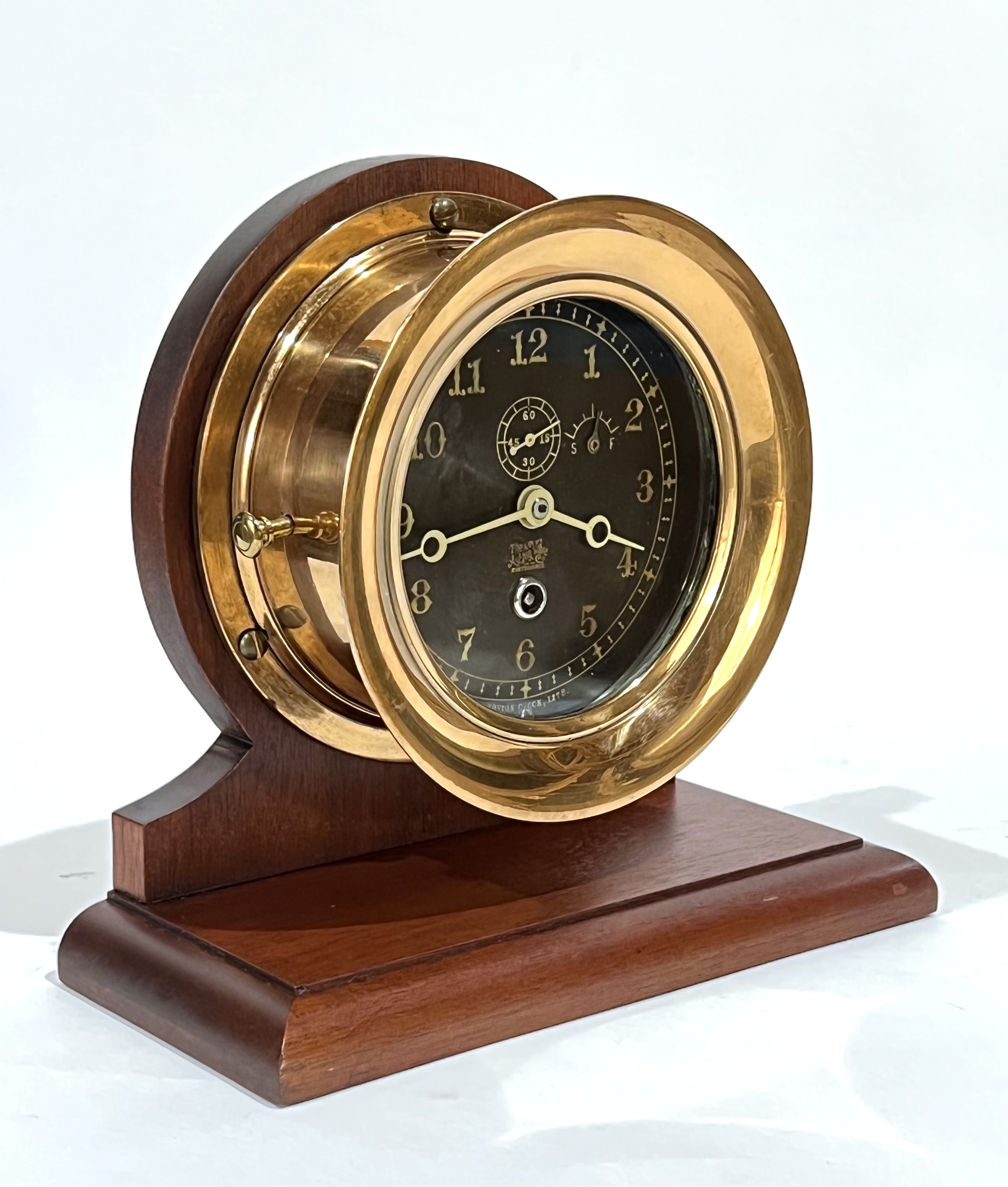 Chelsea Clock Co. 5 inch Black Dial Marine Clock for Ashton Valve Co.