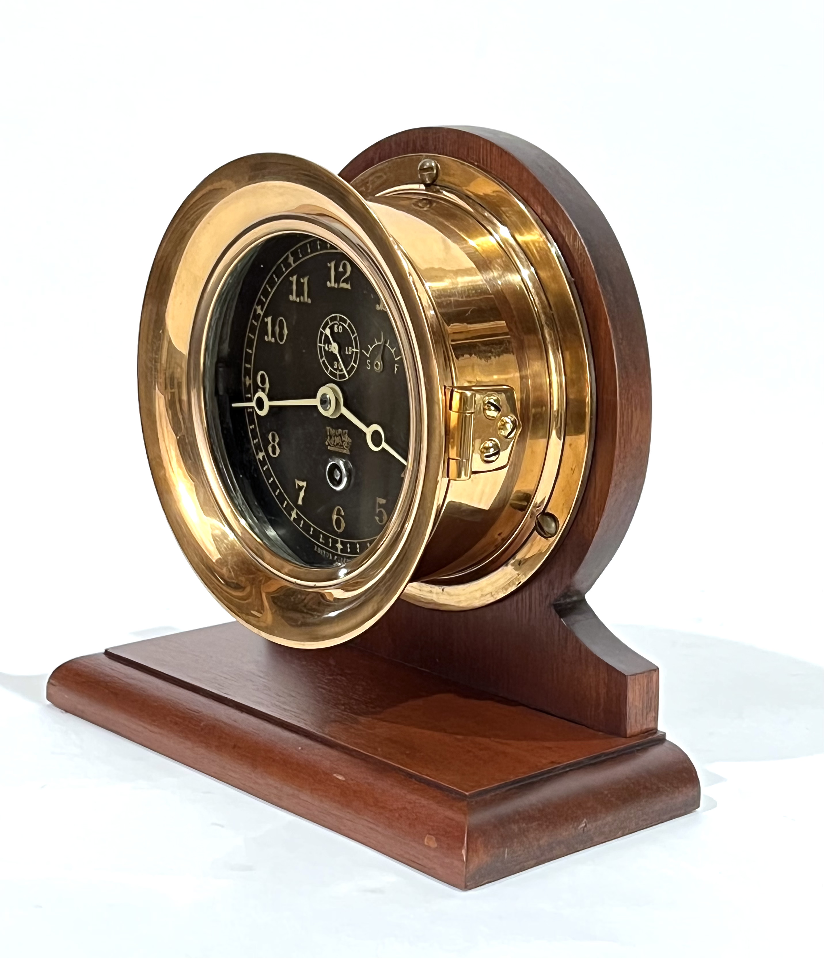 Chelsea Clock Co. 5 inch Black Dial Marine Clock for Ashton Valve Co.
