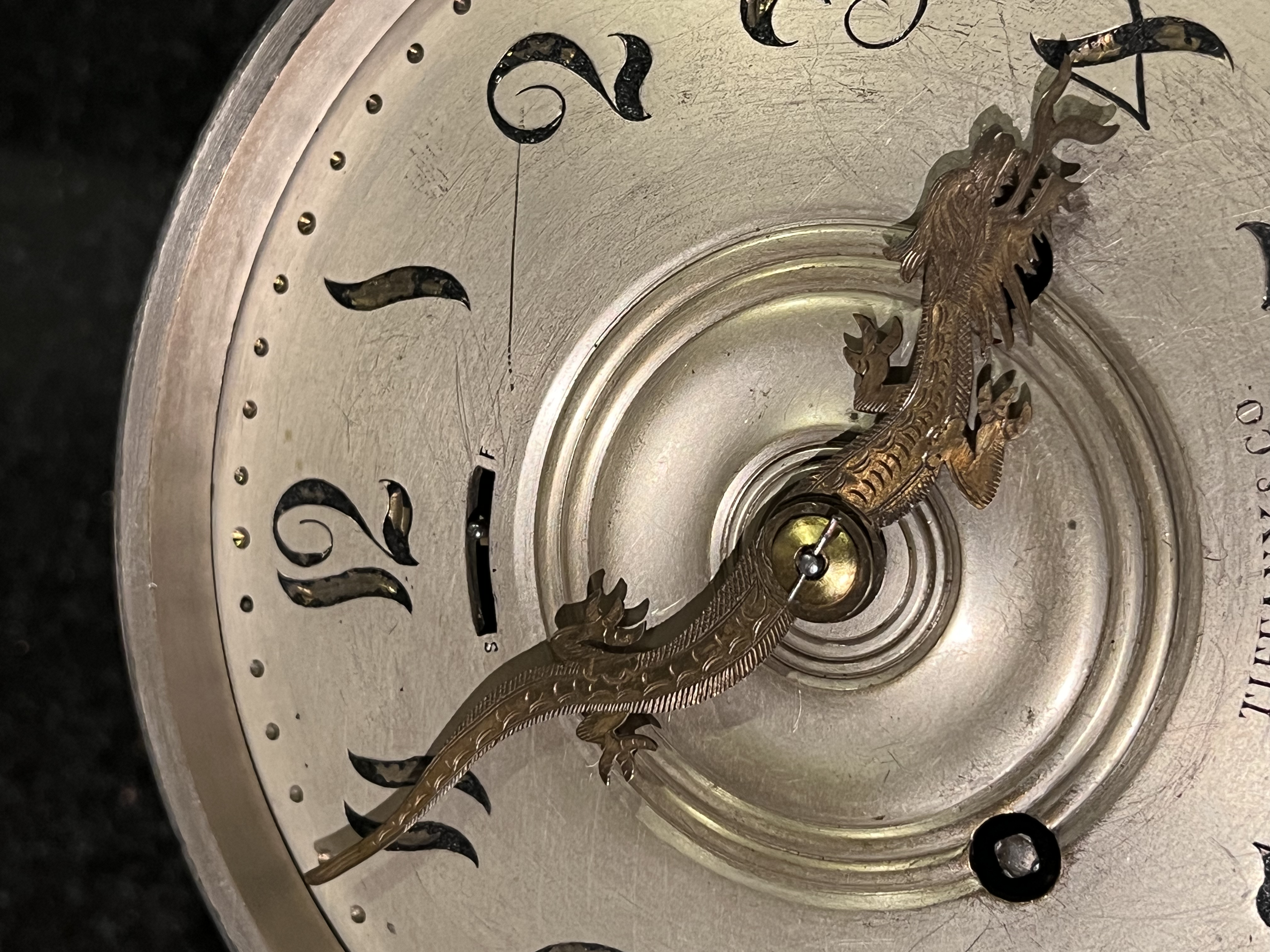Tiffany & Company Makers Ships Bell Clock - Patinated Silver Repousse Case