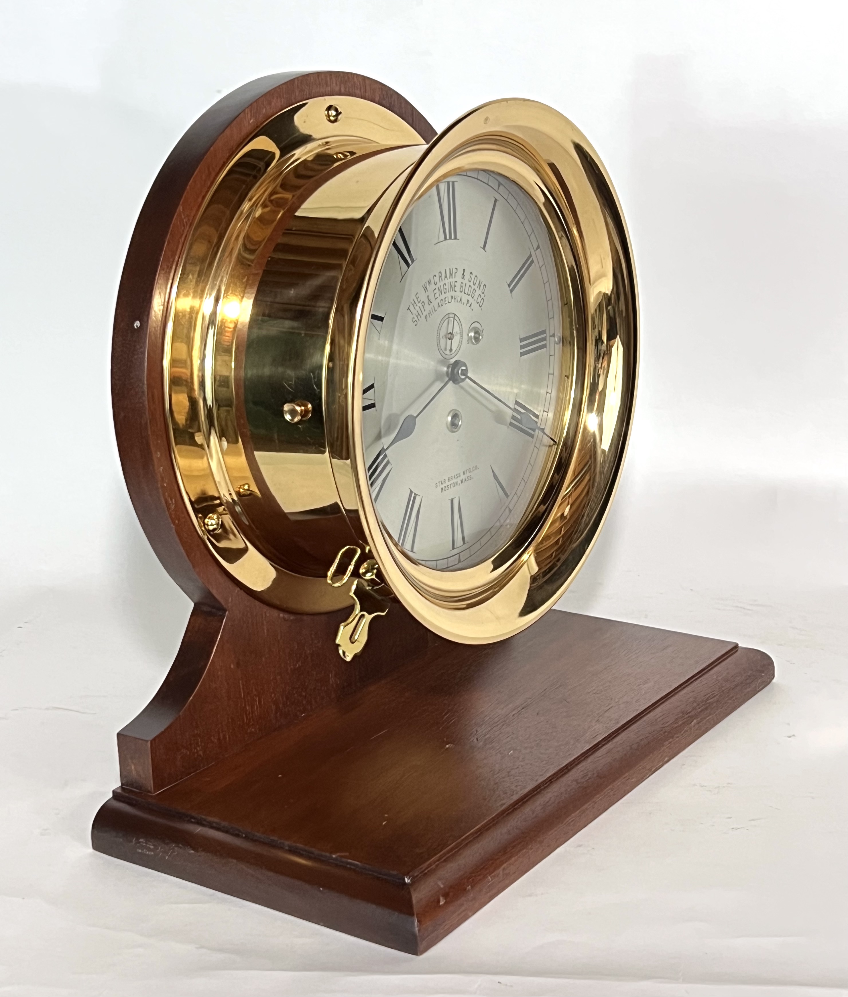 Early Waltham 8 1/2 inch Marine Clock for Wm. Cramp