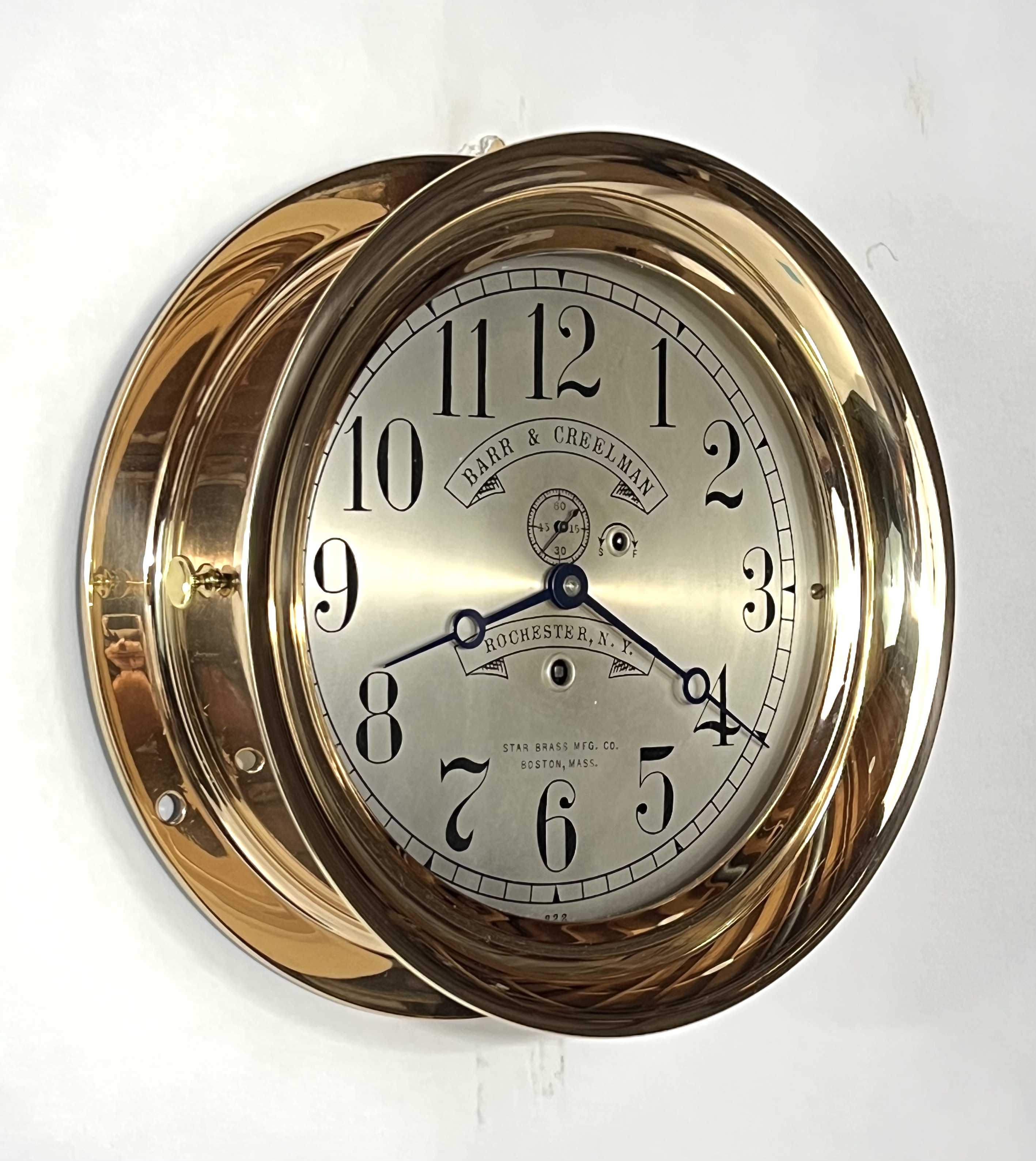 Early Waltham 8 1/2 inch Marine Clock for Barr & Creelman