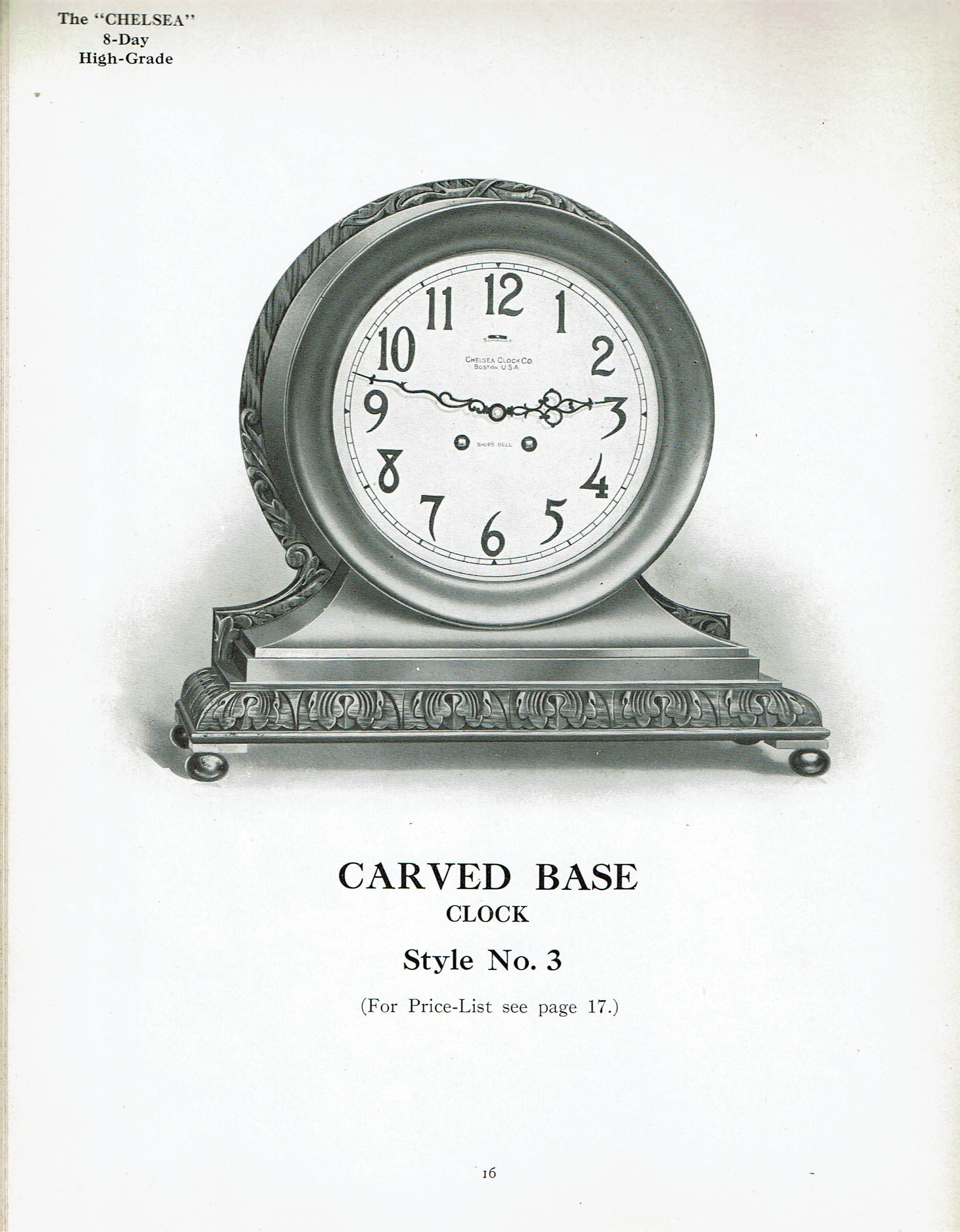 Chelsea 12 inch Special Dial Carved Base No. 3
