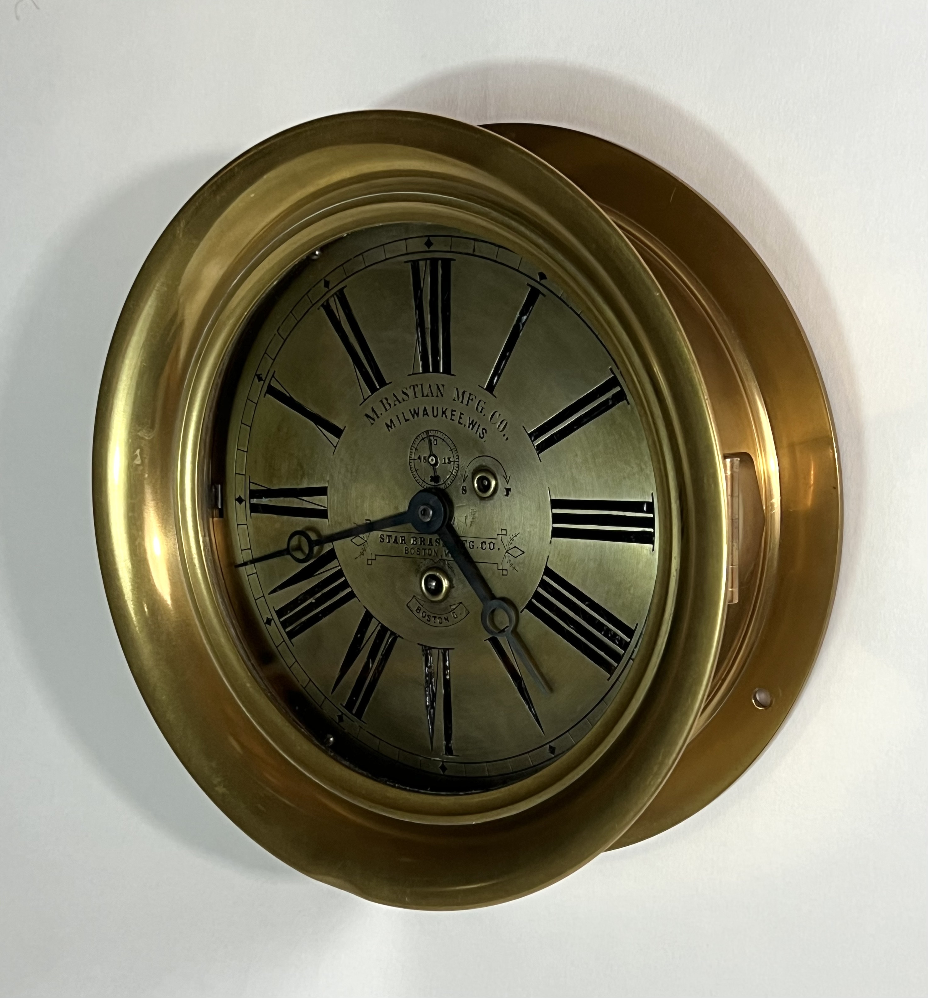 Boston Clock Co. 8 1/2 inch Marine Clock for Bastien Mfg Co.