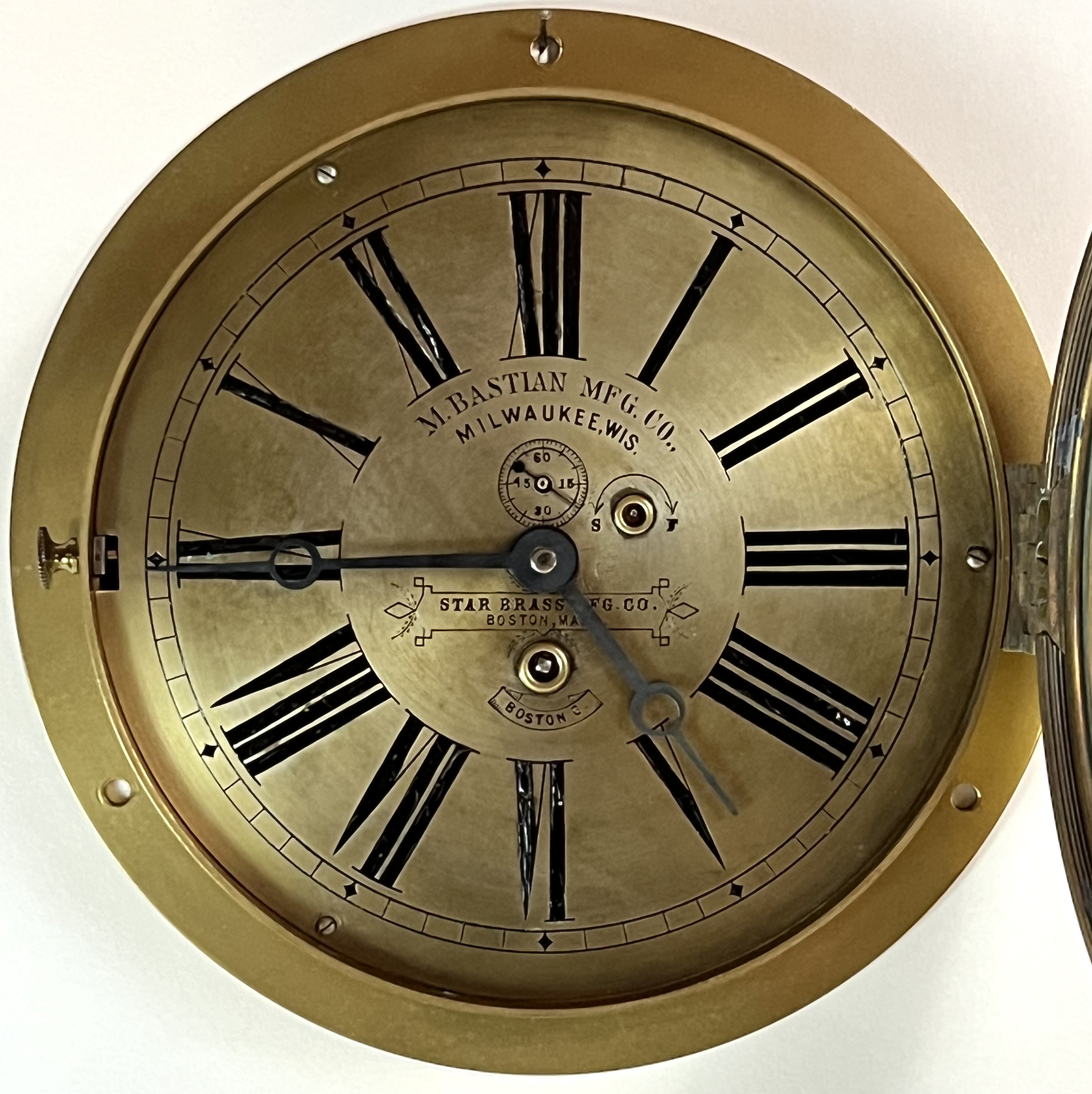 Boston Clock Co. 8 1/2 inch Marine Clock for Bastien Mfg Co.