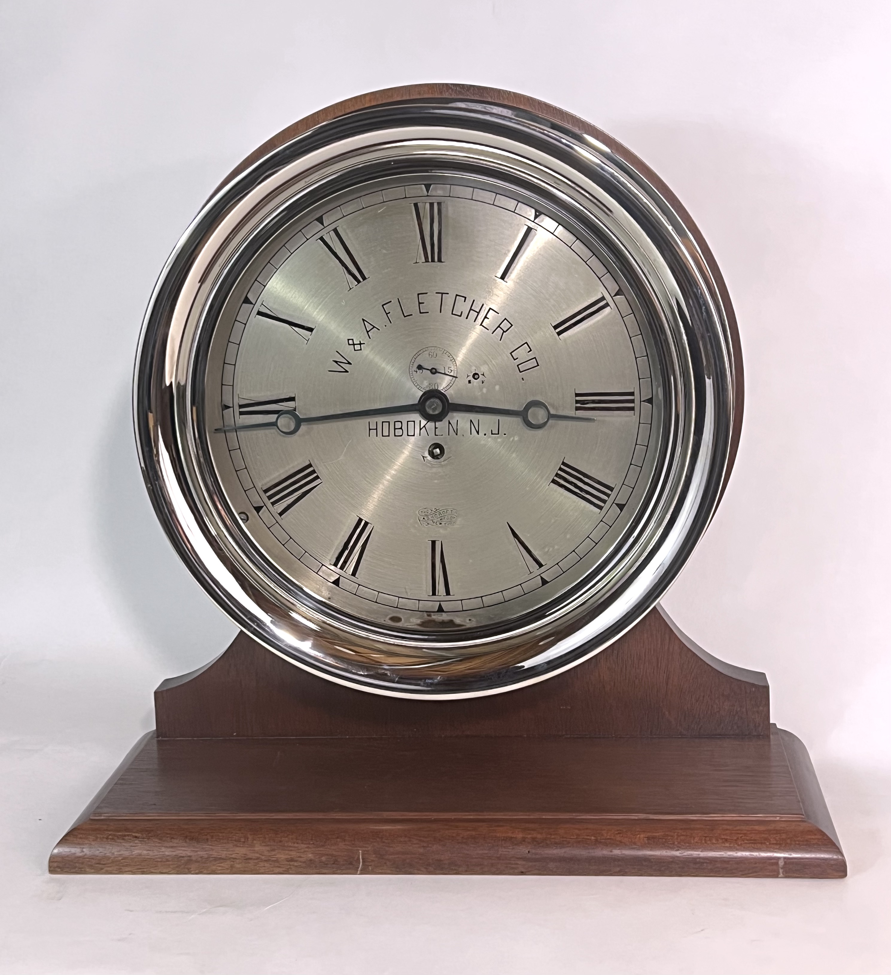 Eastman Clock Co. 10” Marine Clock for W & A Fletcher Co., Hoboken, NJ