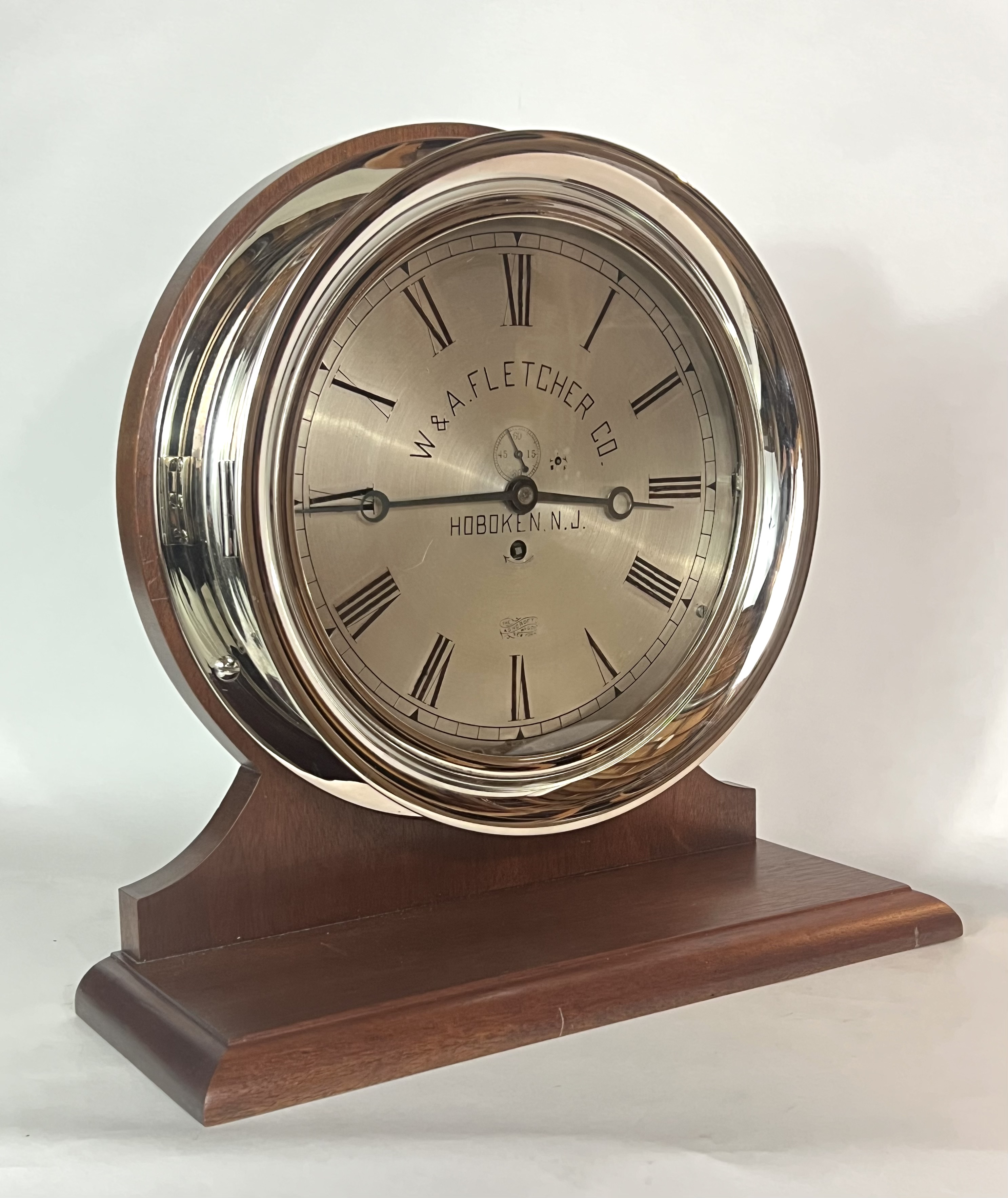 Eastman Clock Co. 10” Marine Clock for W & A Fletcher Co., Hoboken, NJ
